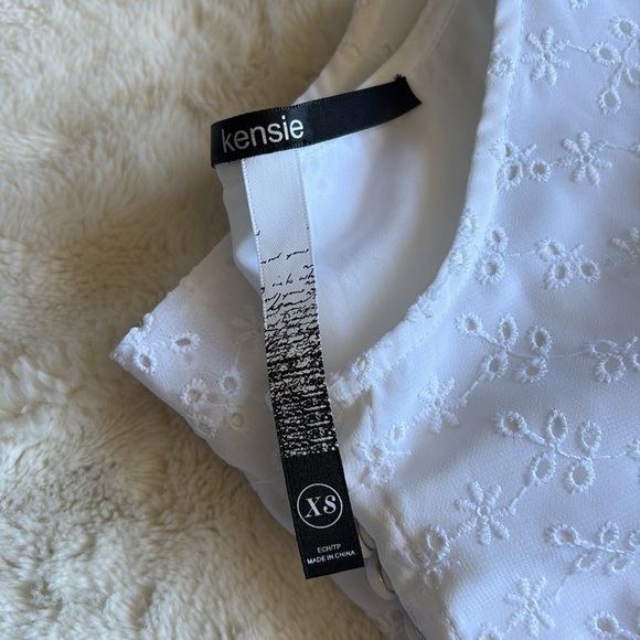 Kensie White Sleeveless Eyelet Dress Fit and Flare Button Front Summer Sundress - Picture 5 of 5